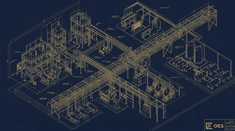 Engineering blueprint and planning documentation for multi-discipline project coordination